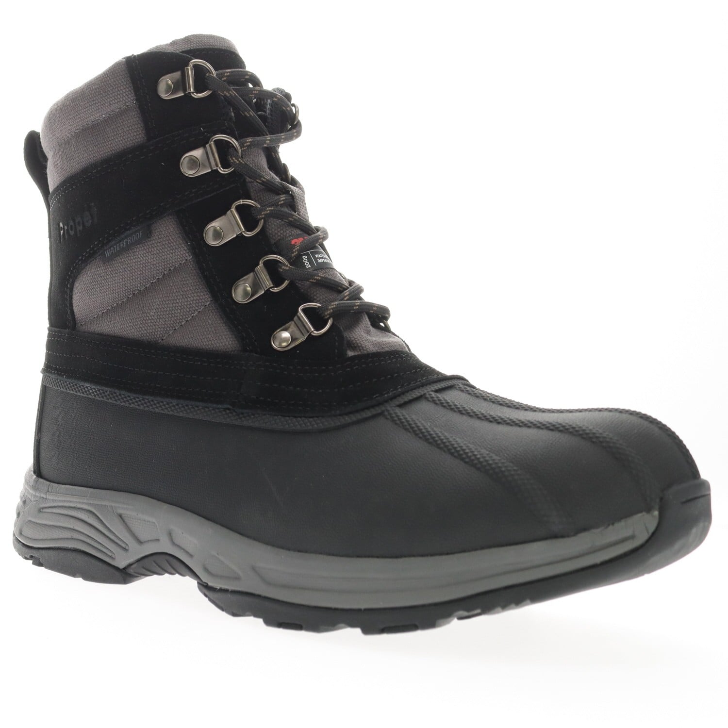 Propet Cortland Men's Waterproof Comfort Boot in Black/grey