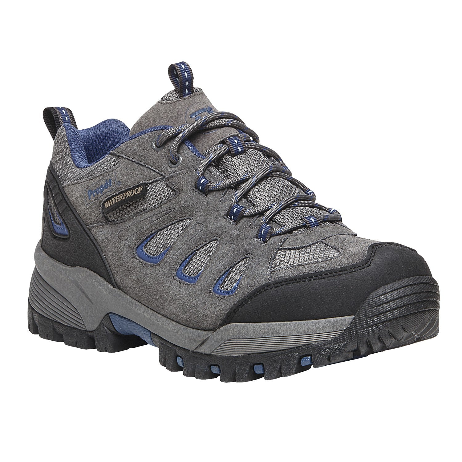 Propet Ridge Walker - Men's Orthopedic Waterproof Hiking Shoe in Grey/Blue