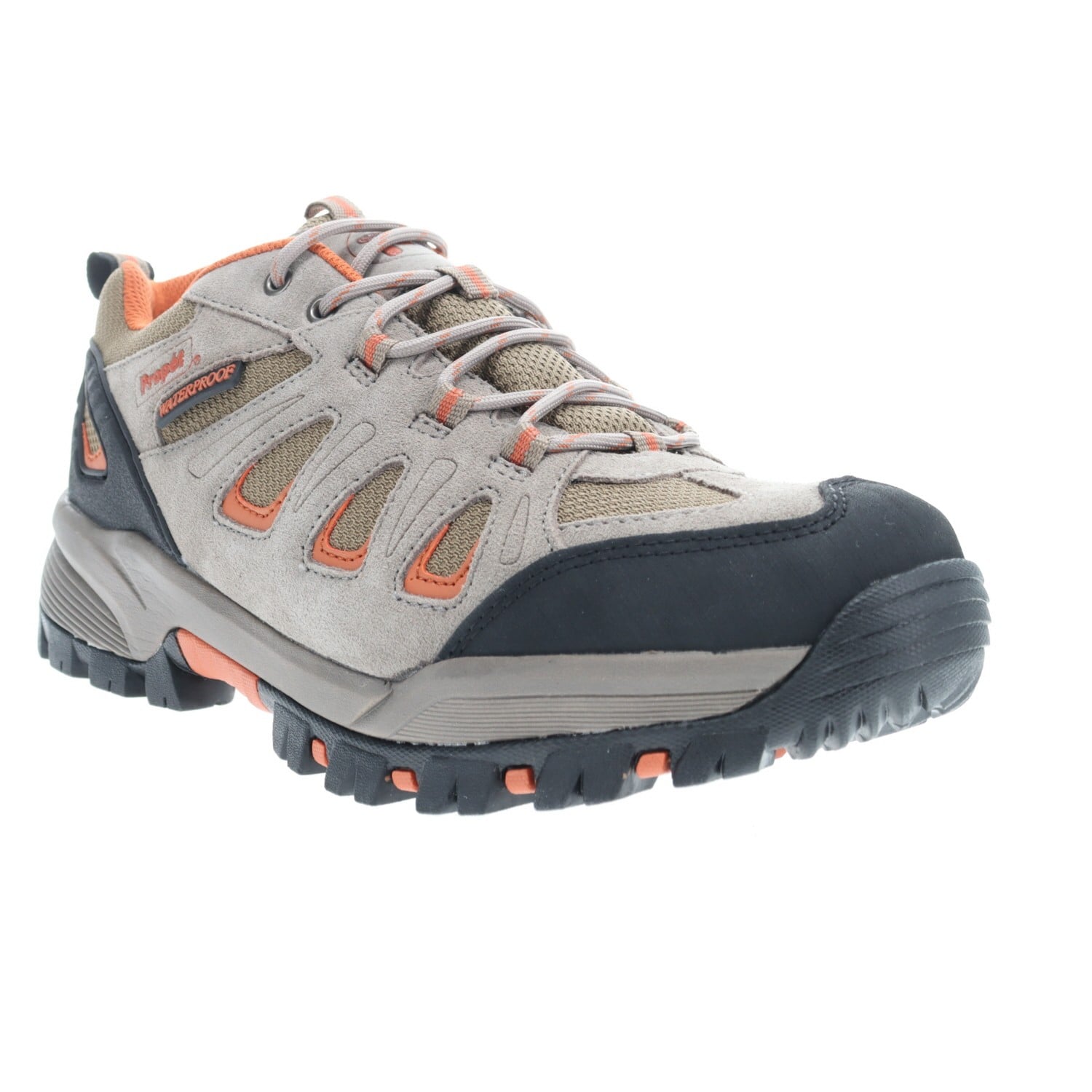 Propet Ridge Walker - Men's Orthopedic Waterproof Hiking Shoe in Gunsmoke/Orange