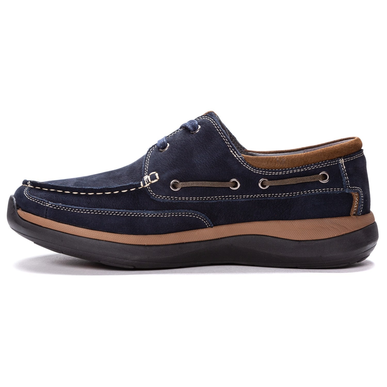 Propet Men's Pomeroy Boat Shoes - Navy - Instep Side