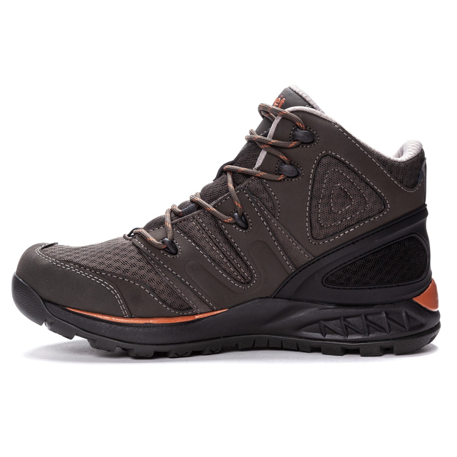 Propet Men's Veymont Waterproof Hikers - Gunsmoke/Orange - Instep Side