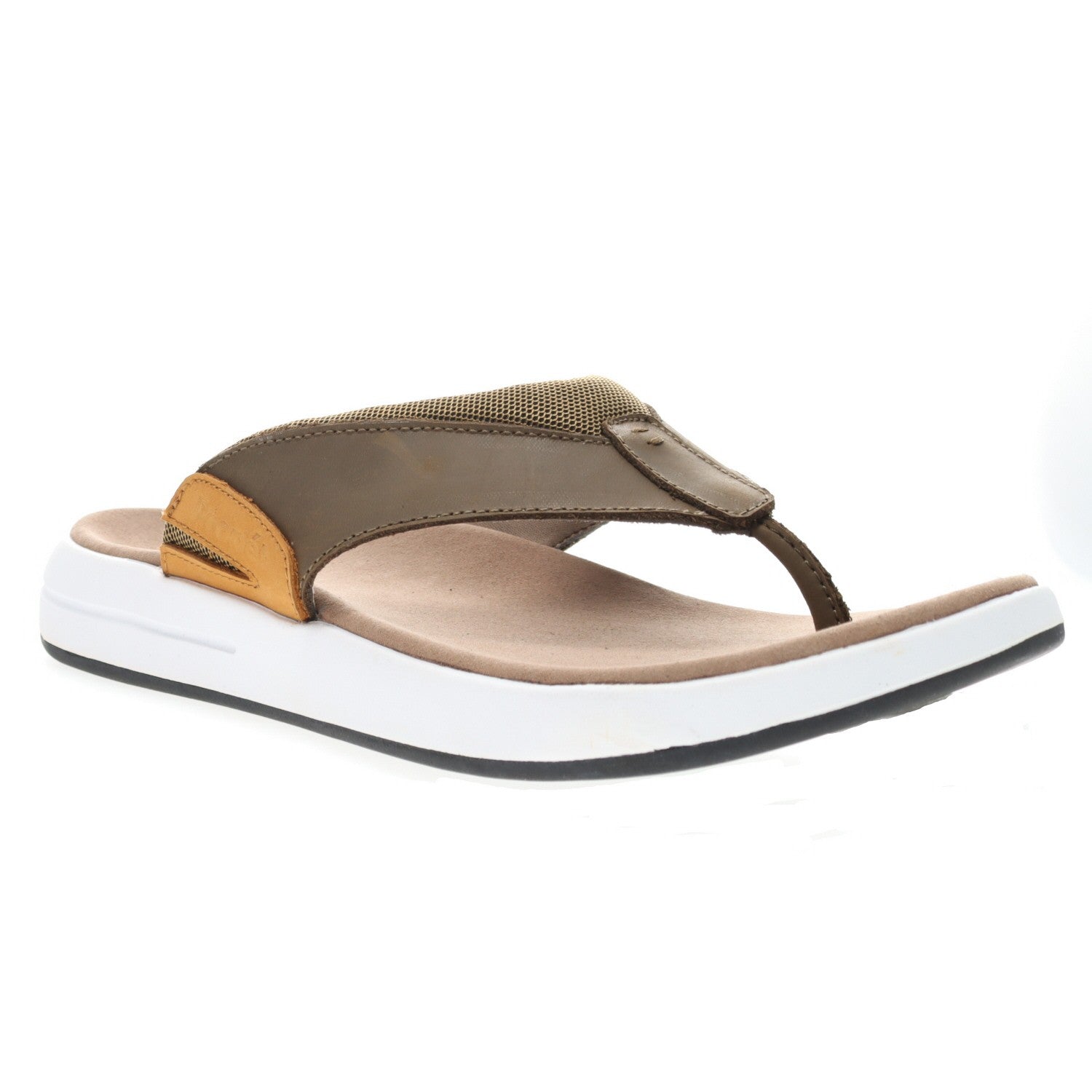 Propet Easton Men's Thong Sandals - Olive - Angle
