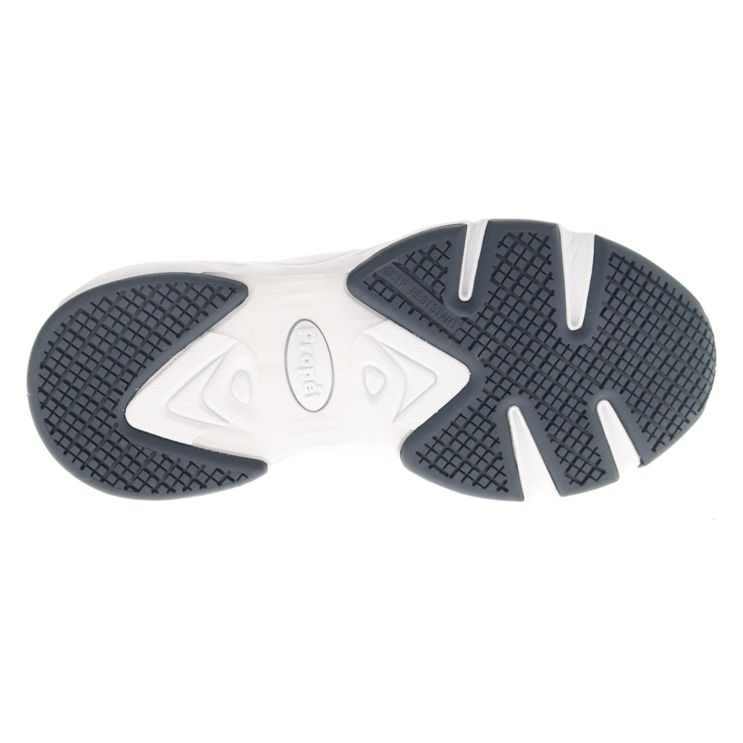 Propet Stability Slip-on Men's Walking Shoe - White/navy - bottom view