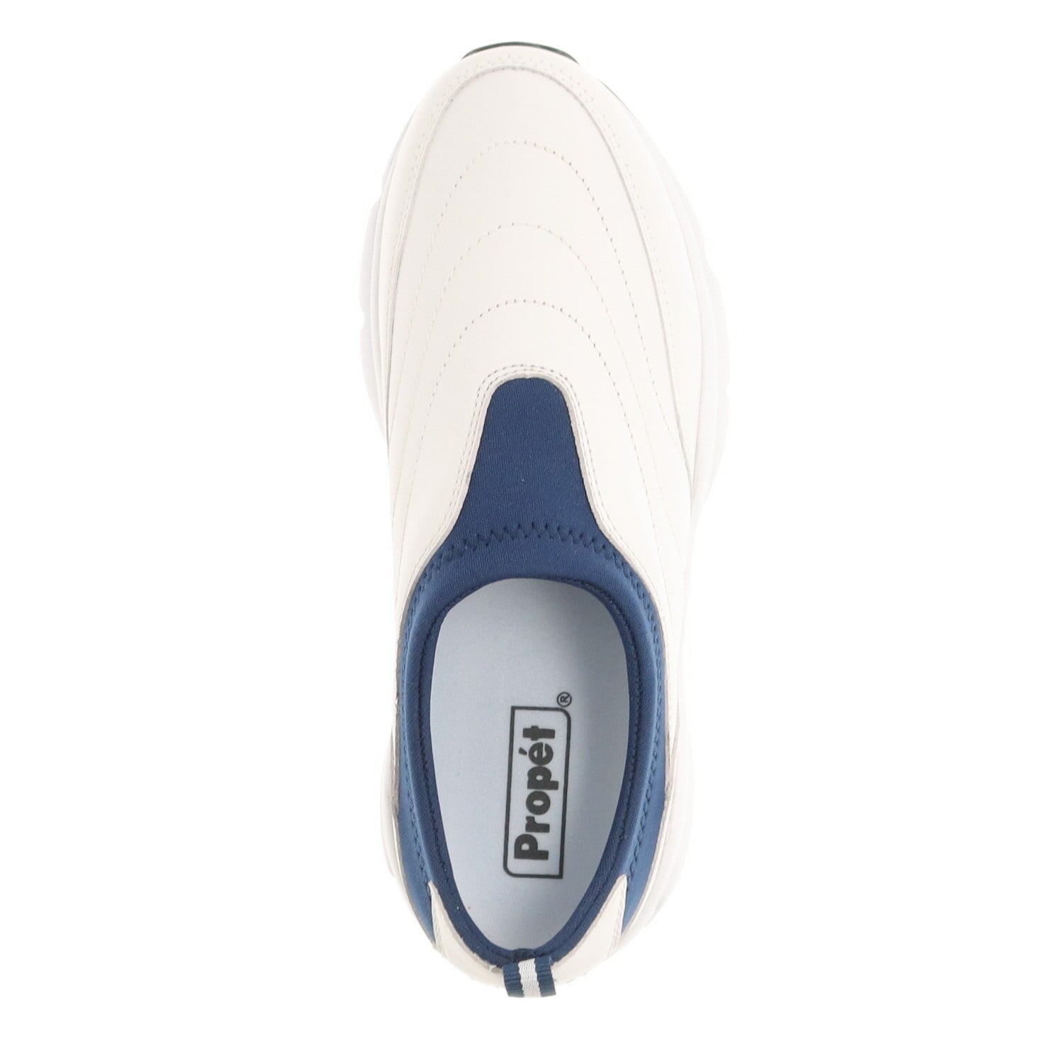 Propet Stability Slip-on Men's Walking Shoe - White/navy - top view