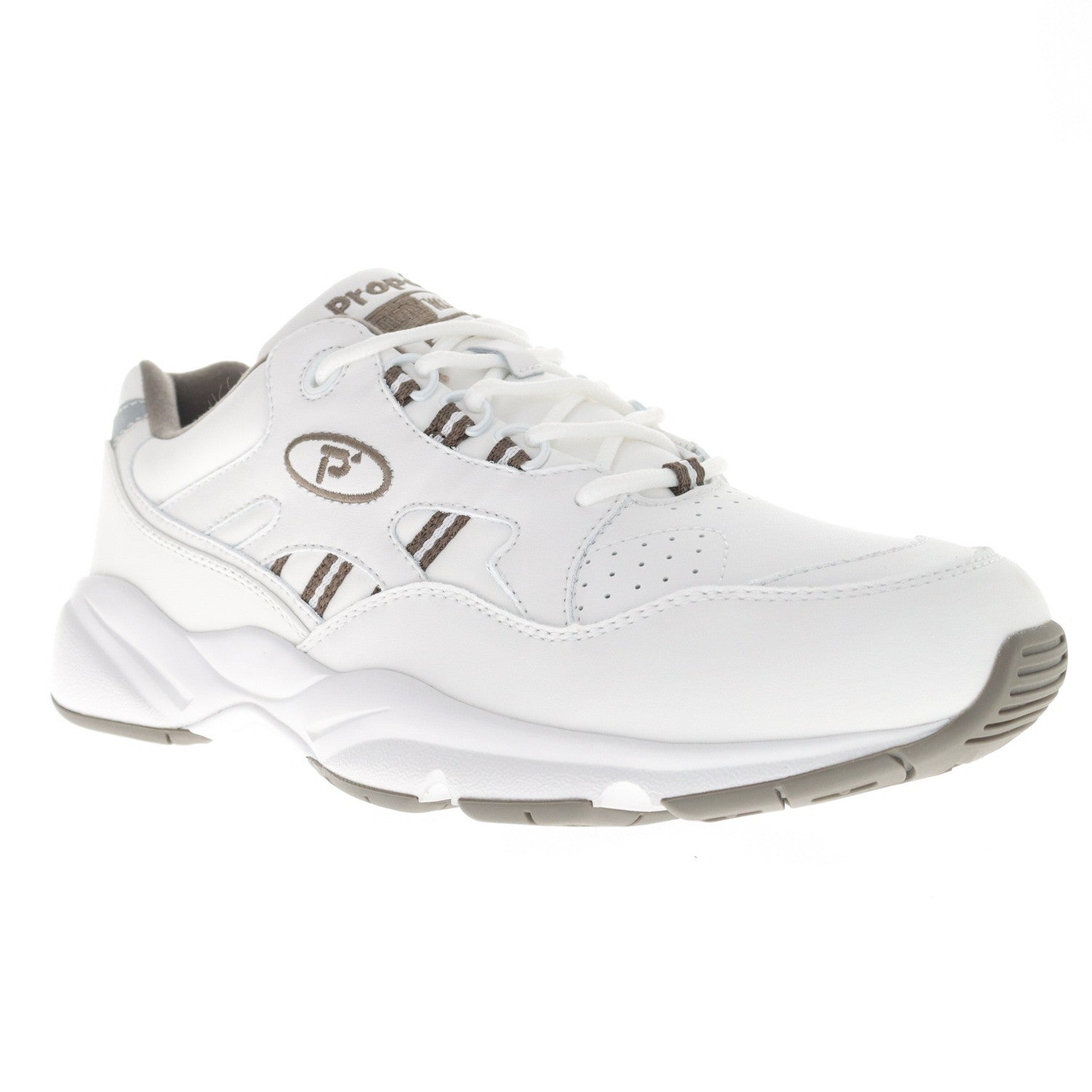 Propet Stability Walker Men's Walking Shoe - White/taupe - angle main