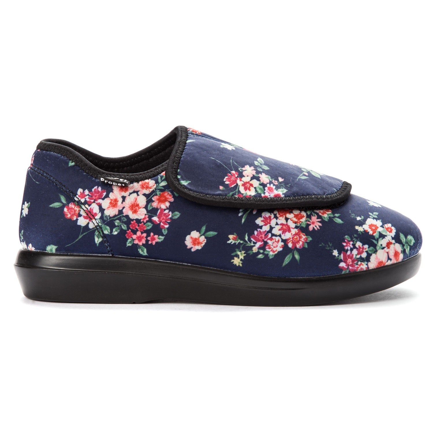 Propet Cush N Foot Women's Hook & Loop Slip-ons - Navy Blossom - Outer Side
