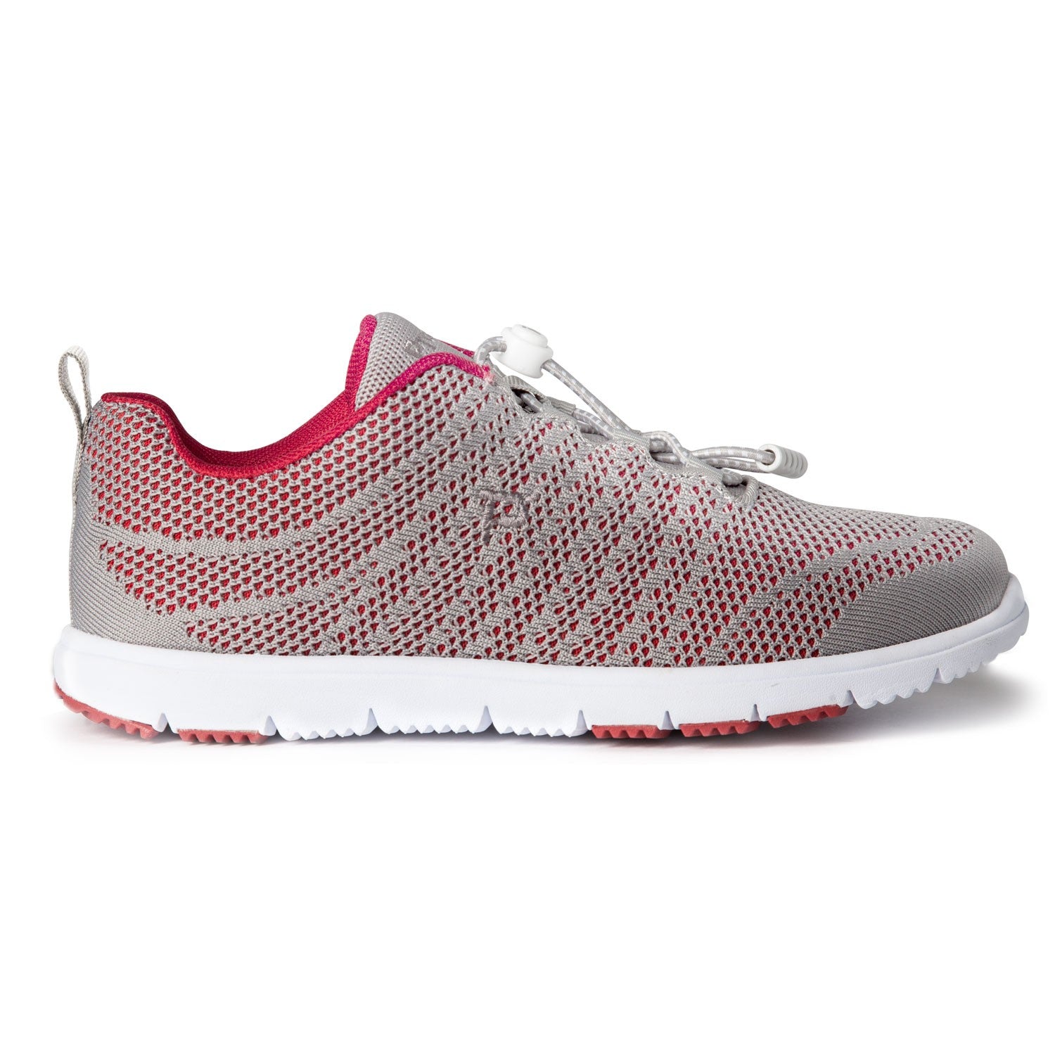 Propet TravelWalker EVO Women's Toggle Clasp Athletic Shoes - Grey/Crimson - Outer Side