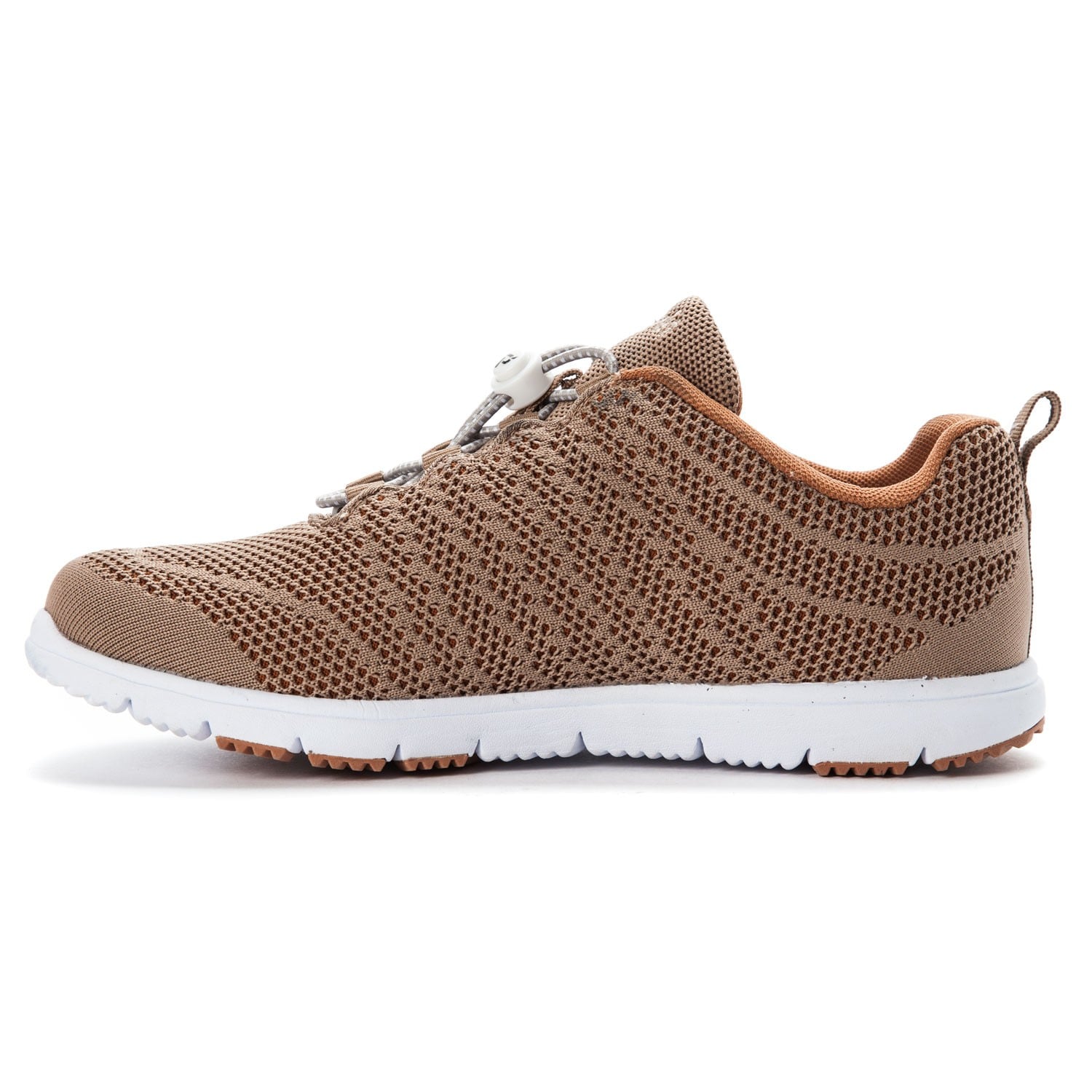 Propet TravelWalker EVO Women's Toggle Clasp Athletic Shoes - Taupe/Sienna - Instep Side