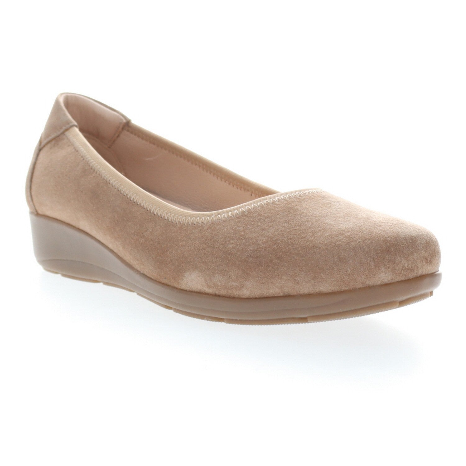 Propet Yara Women's Leather Slip On Flats in Natural Buff Suede