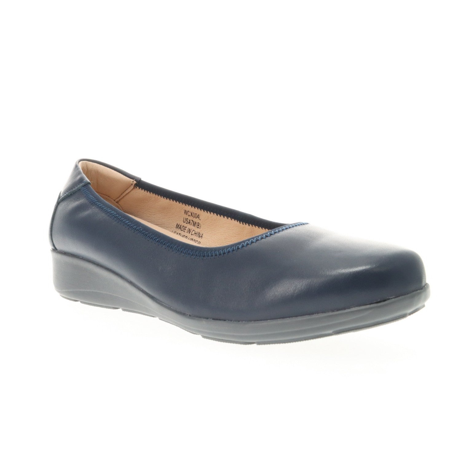 Propet Yara Women's Leather Slip On Flats - Navy - Angle