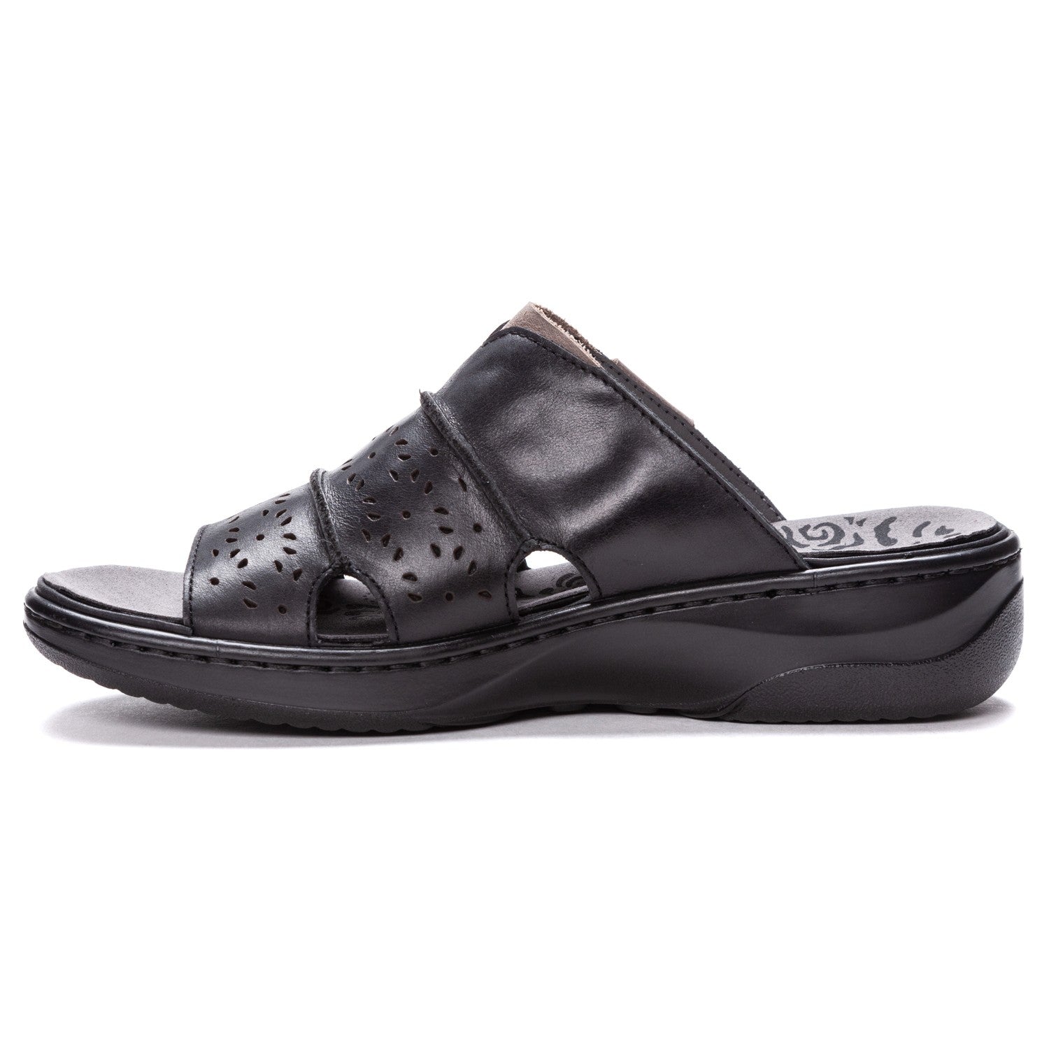 Propet Women's Gertie Slide Sandals - Black - Instep Side