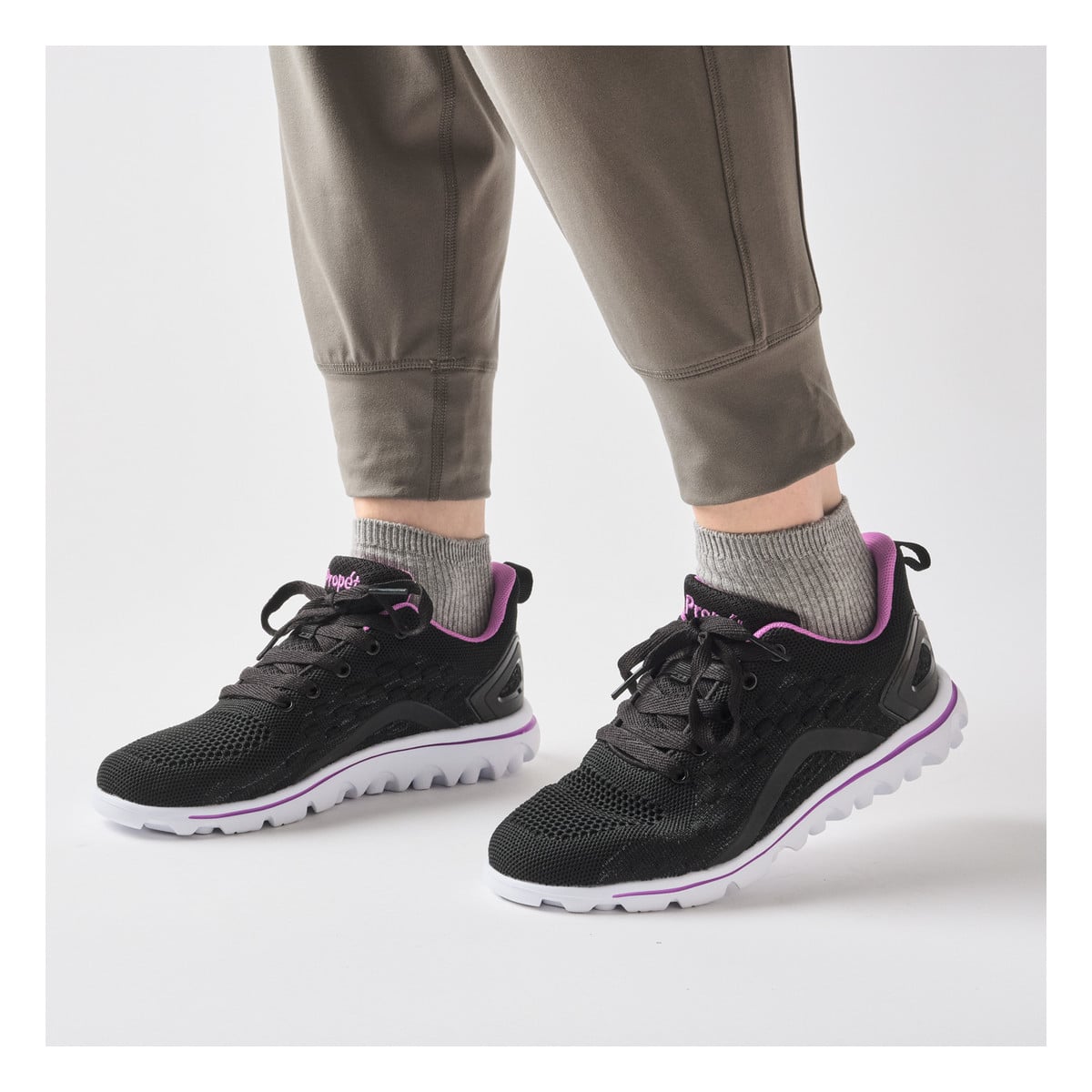 Propet Women's TravelActiv Axial Sneakers - Black/Purple - View 7