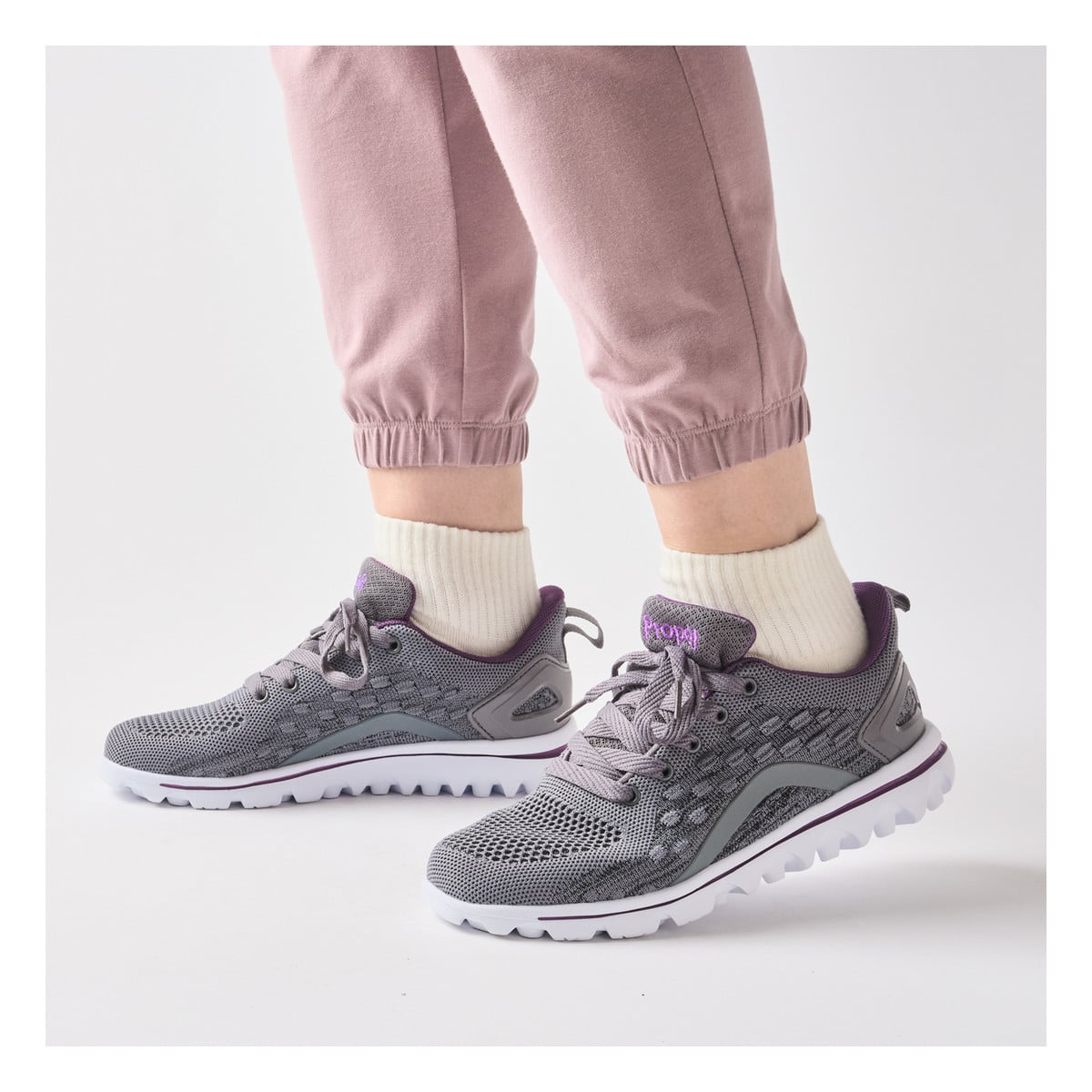 Propet Women's TravelActiv Axial Sneakers - Grey/Purple - View 7