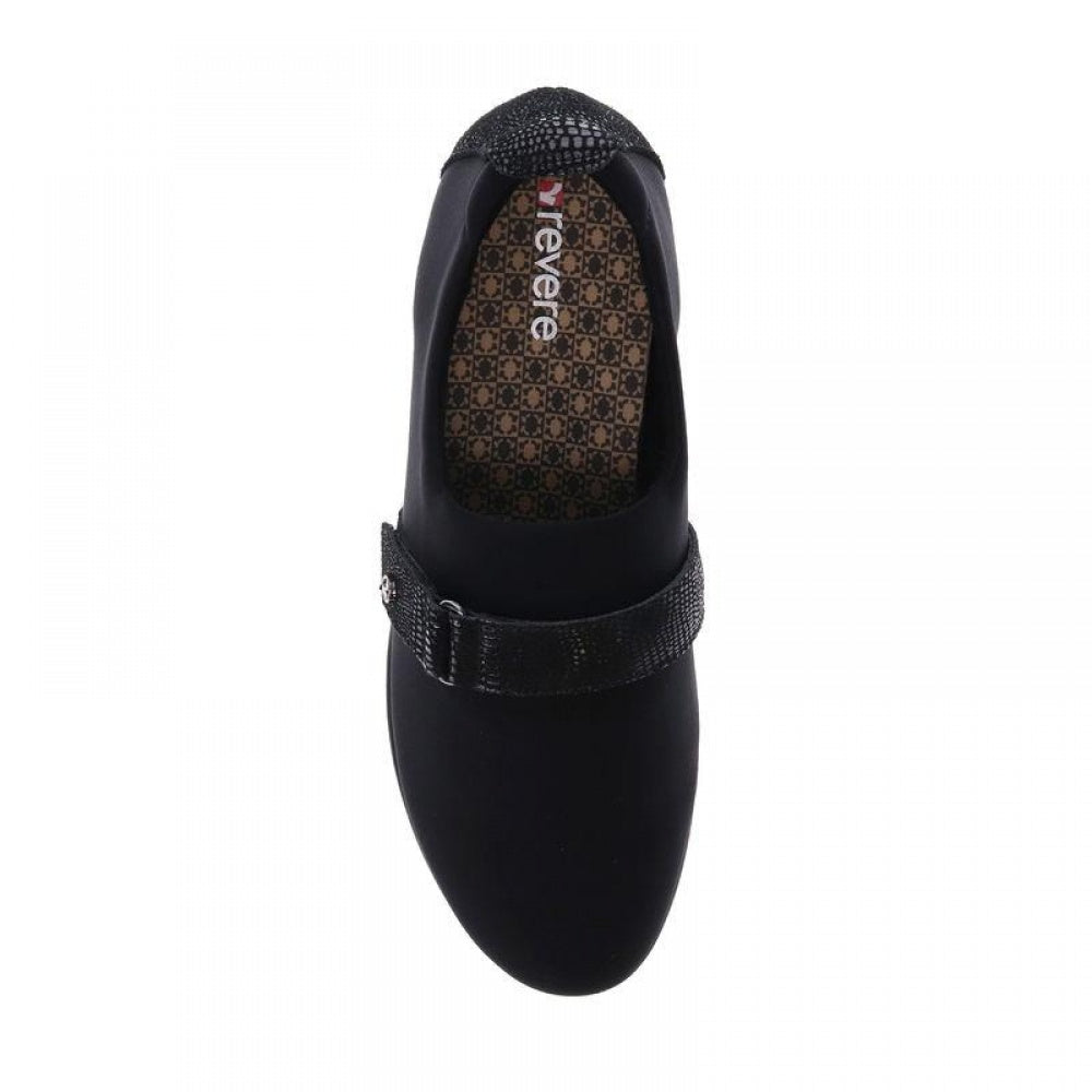 Revere Genoa Stretch Loafer - Women's - Black Lizard - Overhead