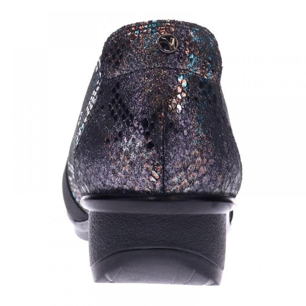Revere Seoul Slip On Wedge - Women's - Black Metallic Python - Rear