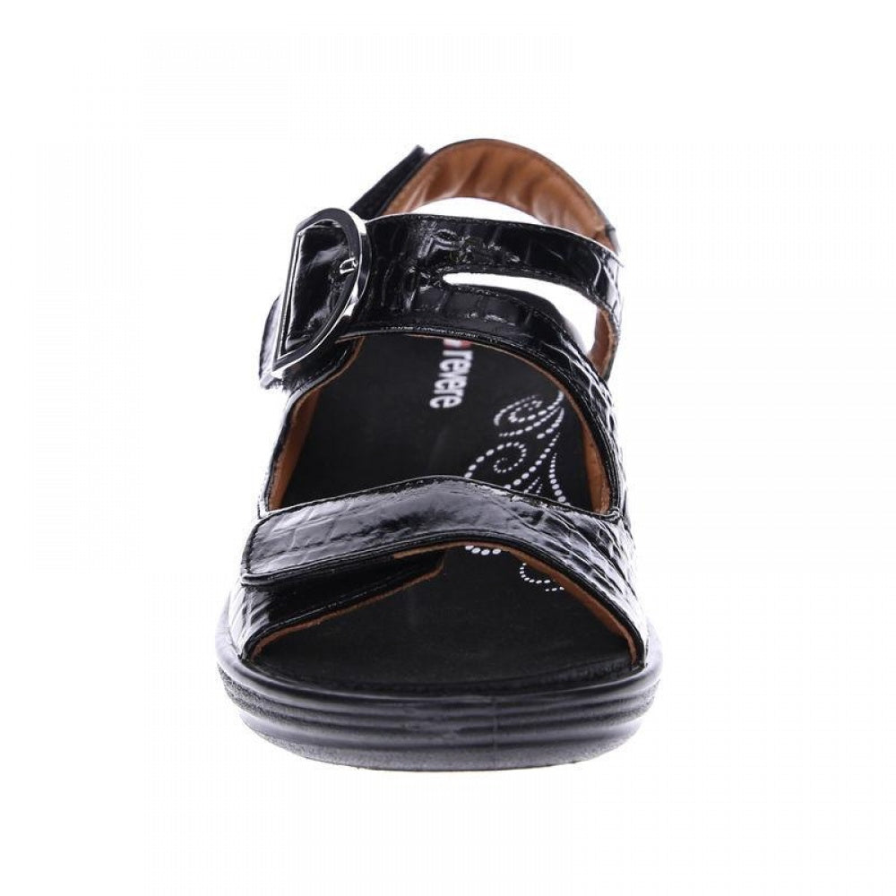 Revere Barcelona Back Strap Sandal - Women's - Black Croc - Front