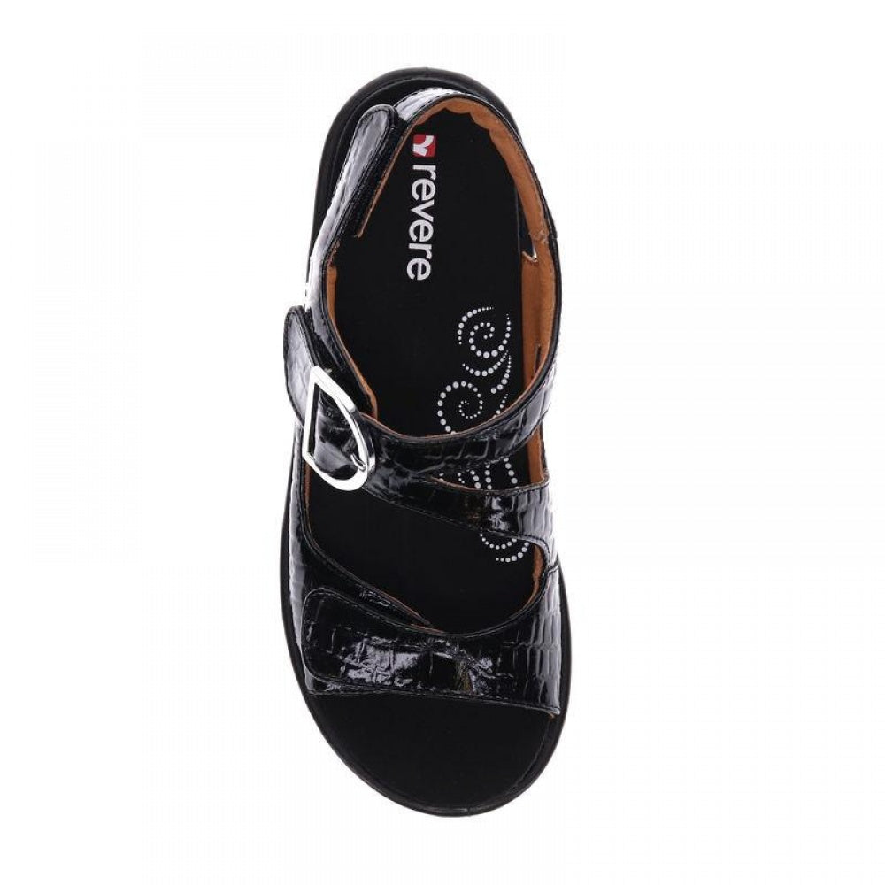 Revere Barcelona Back Strap Sandal - Women's - Black Croc - Overhead