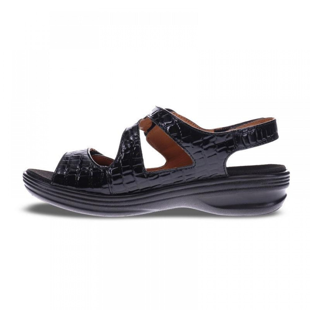 Revere Barcelona Back Strap Sandal - Women's - Black Croc - Side 2