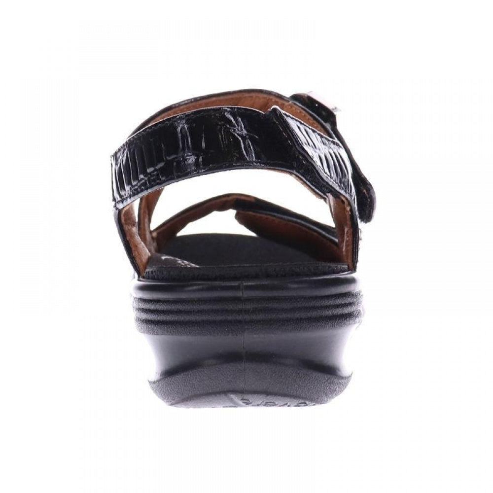 Revere Barcelona Back Strap Sandal - Women's - Black Croc - Rear