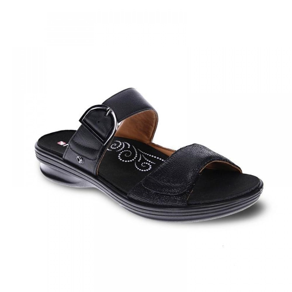 Revere Calais Slide - Women's - Black Lizard - Angle
