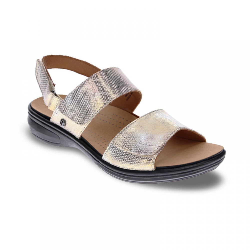 Revere Como Back Strap Leather Sandalsl - Women's - Metallic Interest - Angle