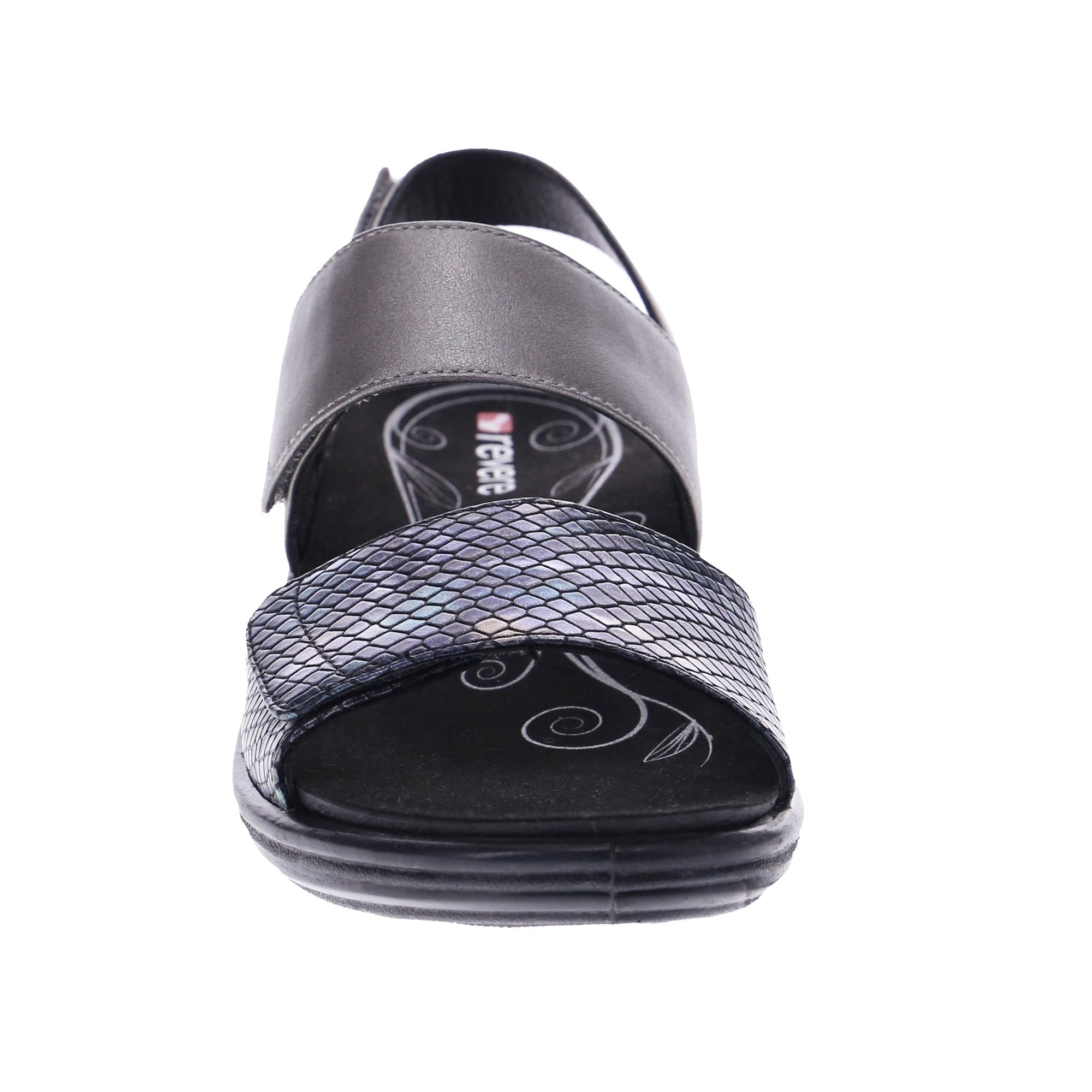 Revere Como Back Strap Leather Sandalsl - Women's - Slate - Front