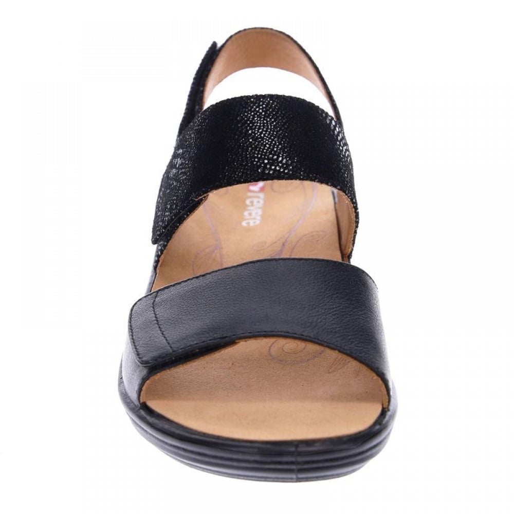Revere Como Back Strap Sandal - Women's - Black Lizard - Front