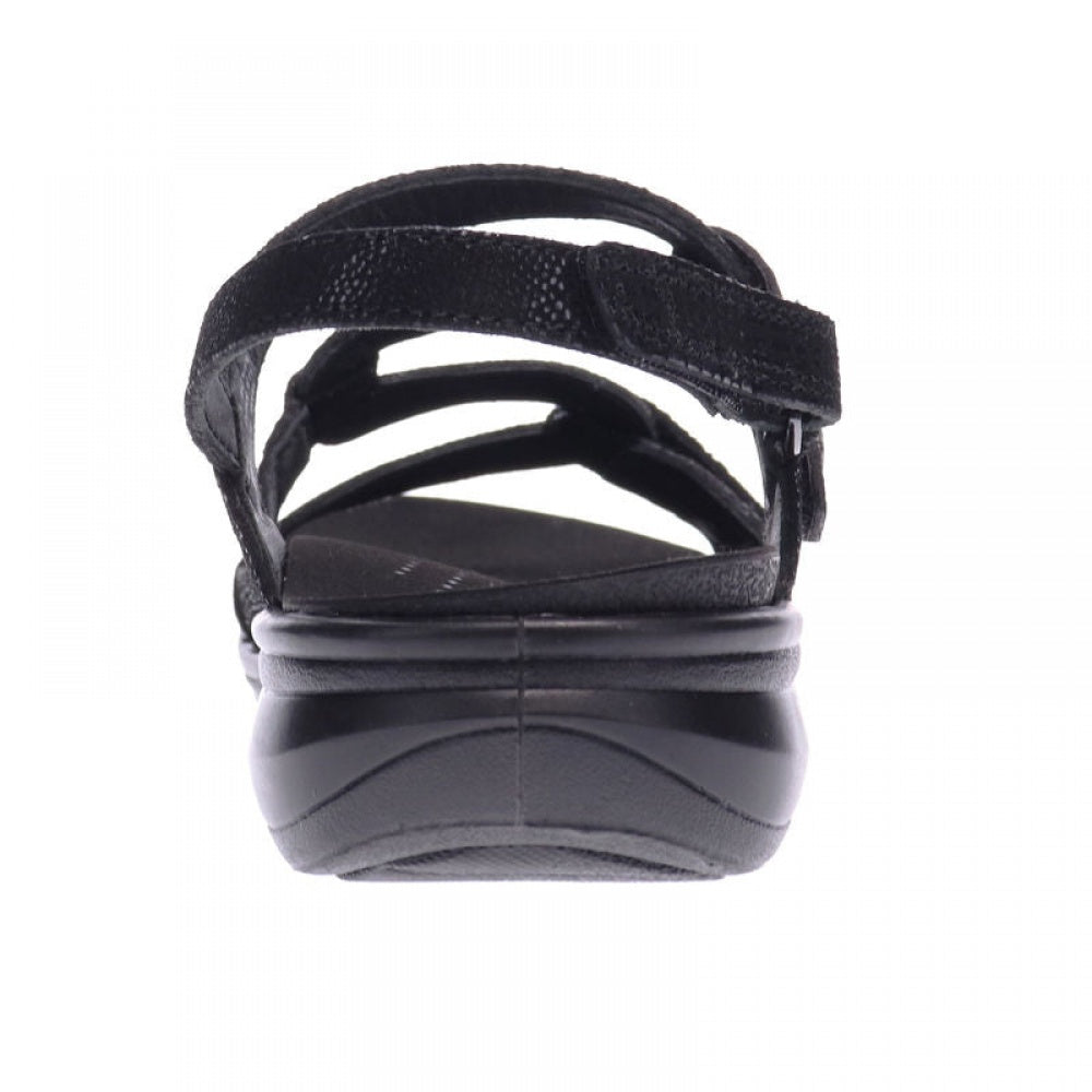 Revere Emerald 3 Strap Leather Sandals - Seasonal - Women's - Black Lizard - Rear