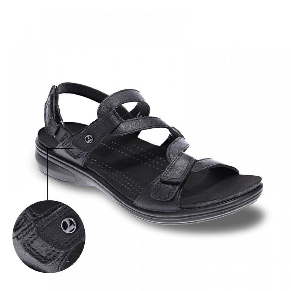Revere Emerald 3 Strap Leather Sandals - Seasonal - Women's - Black - Strap Detail