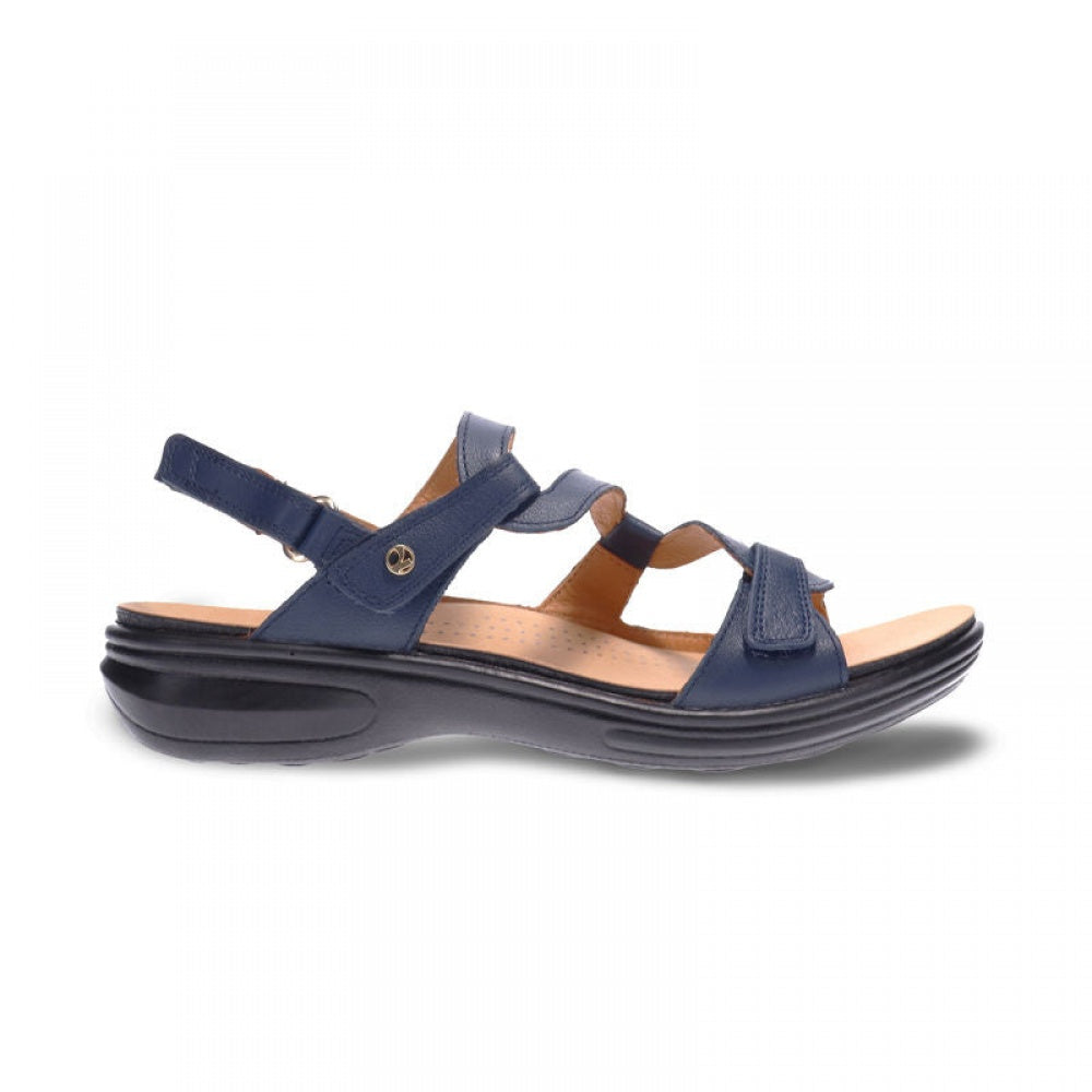 Revere Emerald 3 Strap Leather Sandals - Seasonal - Women's - Blue French - Side