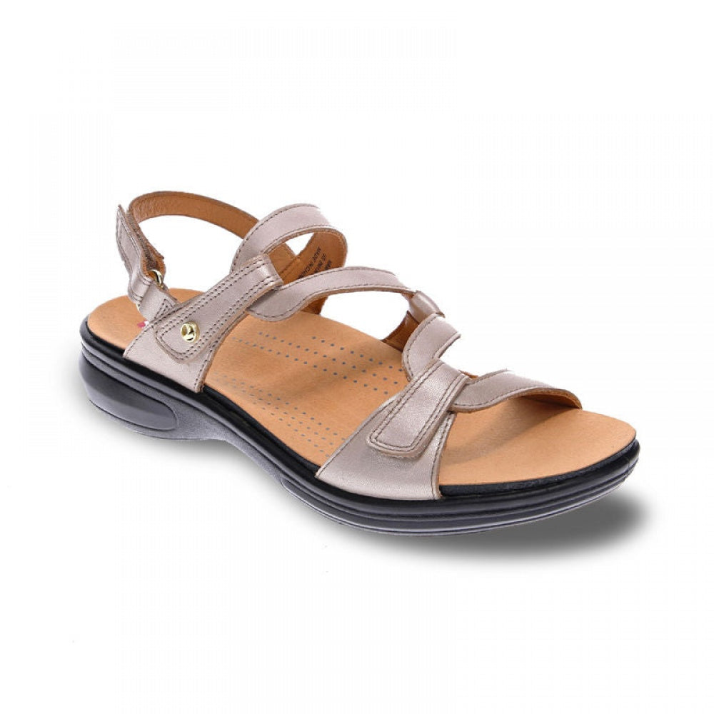 Revere Emerald 3 Strap Leather Sandals - Seasonal - Women's - Champagne - Angle