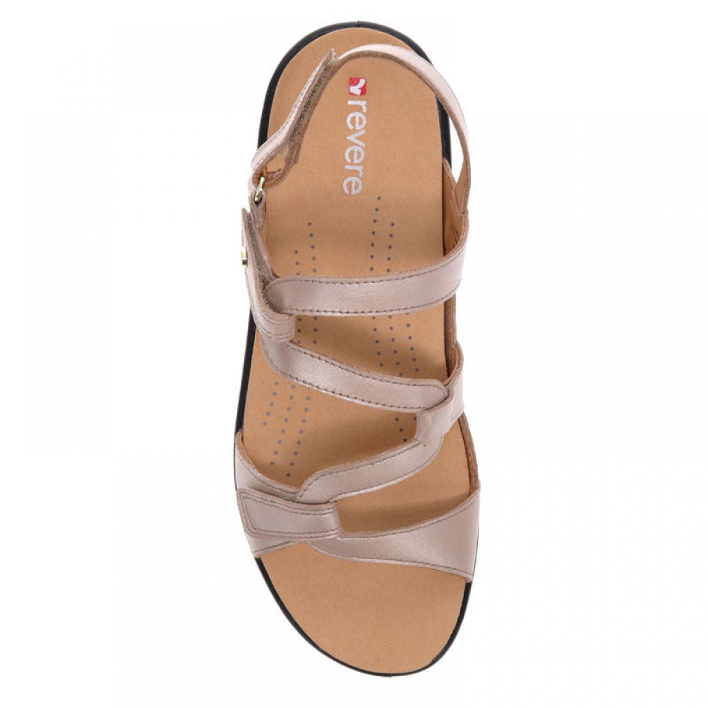 Revere Emerald 3 Strap Leather Sandals - Seasonal - Women's - Champagne - Overhead