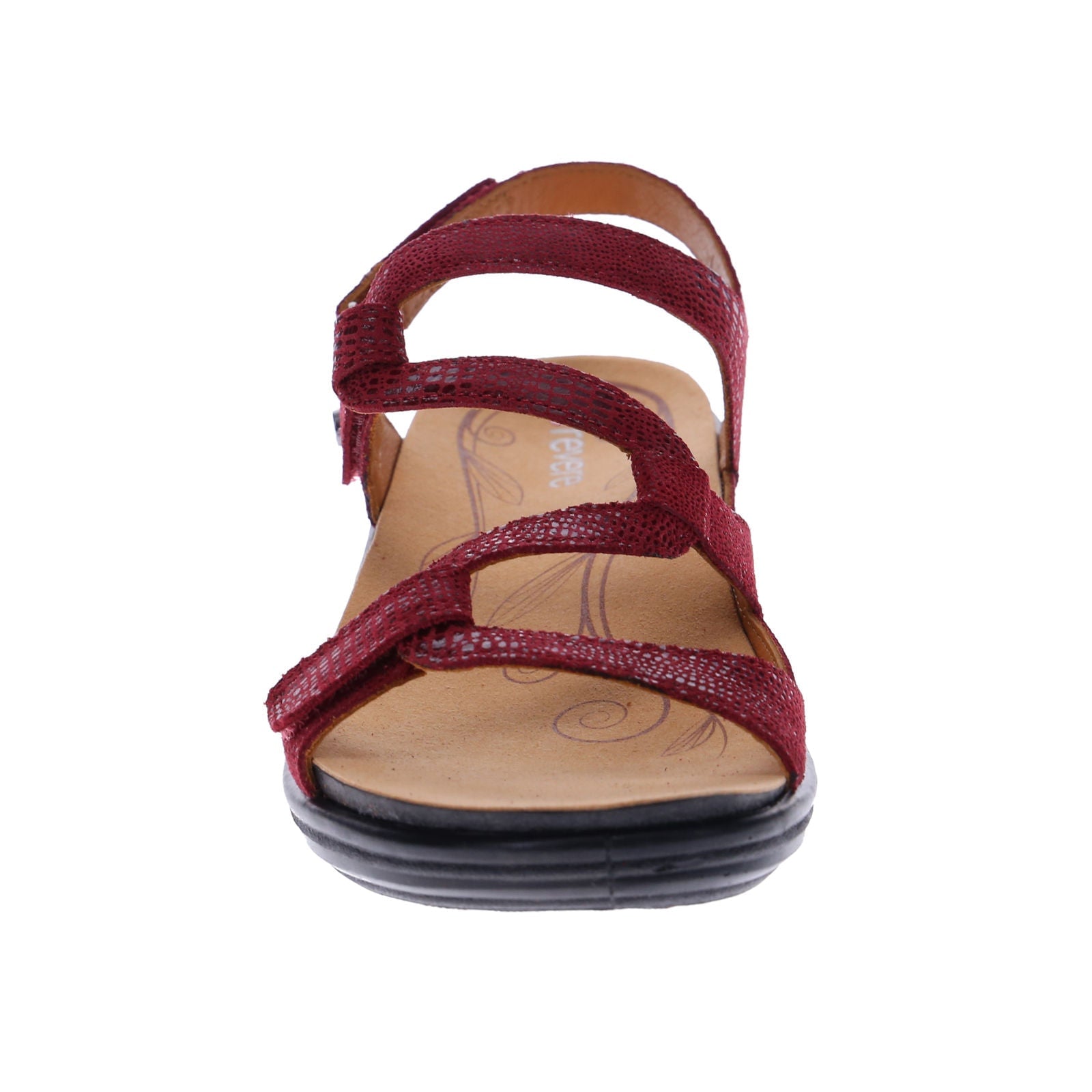 Revere Emerald 3 Strap Leather Sandals - Seasonal - Women's - Cherry Lizard - Front