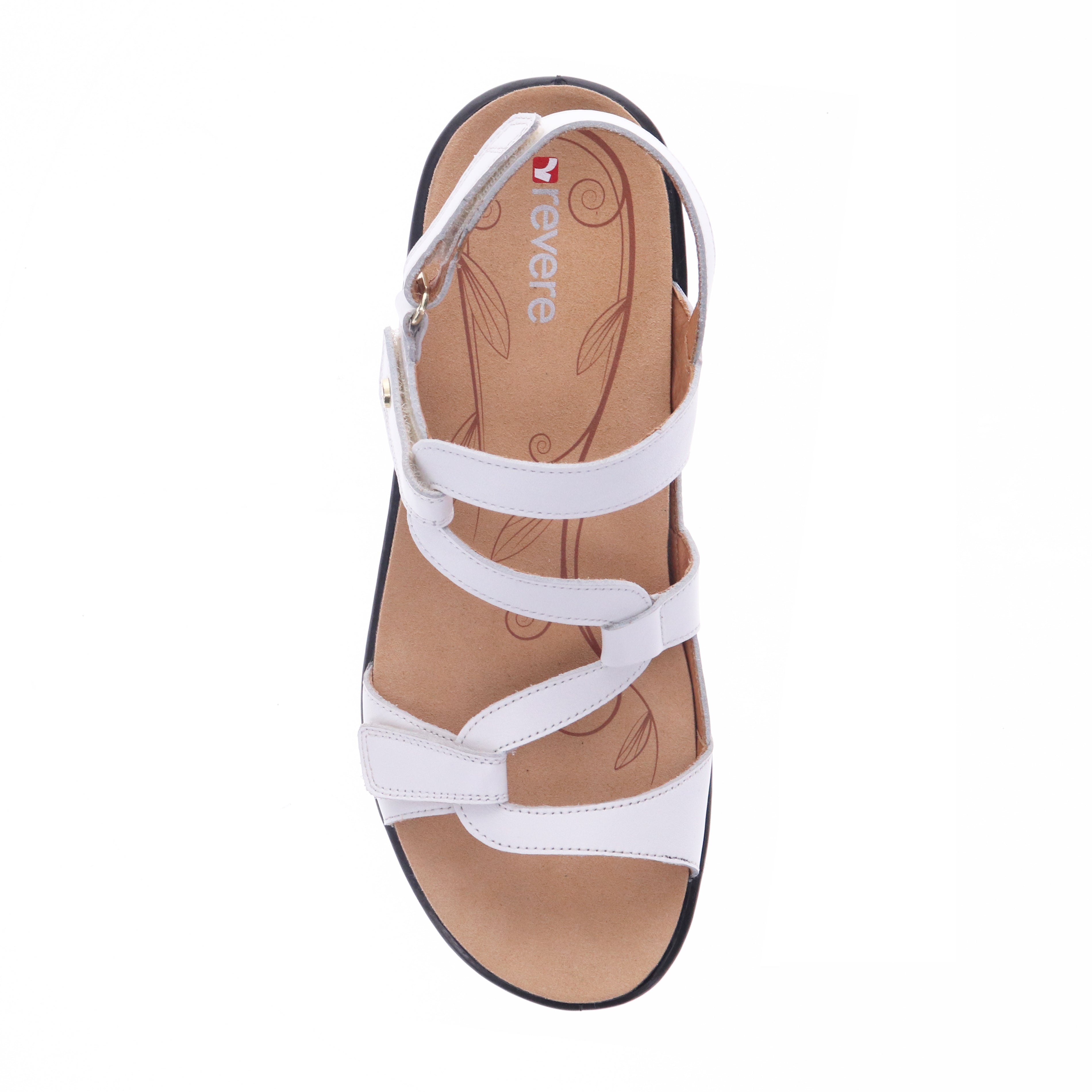 Revere Emerald 3 Strap Leather Sandals - Seasonal - Women's - Coconut - Overhead