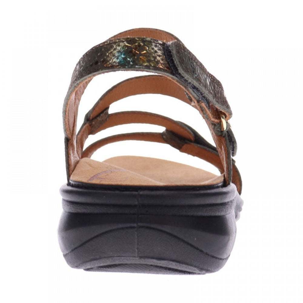 Revere Emerald 3 Strap Leather Sandals - Seasonal - Women's - Peacock Python - Rear
