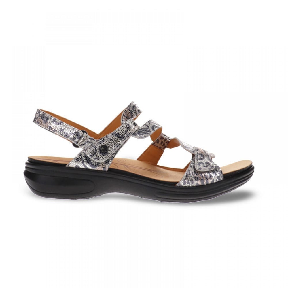 Revere Emerald 3 Strap Leather Sandals - Seasonal - Women's - Silver Safari - Side
