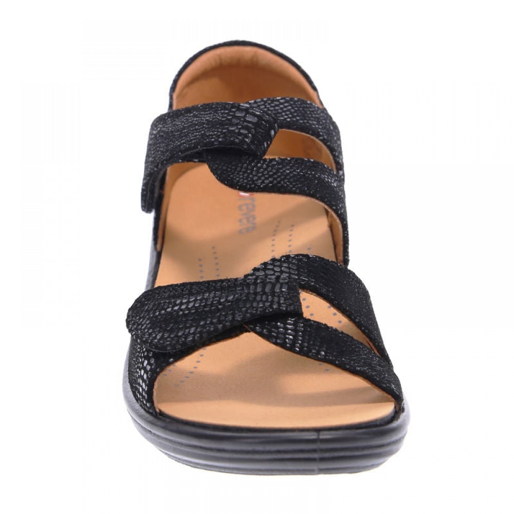 Revere Geneva Closed Heel Leather Sandals - Women's - Black Lizard - Front