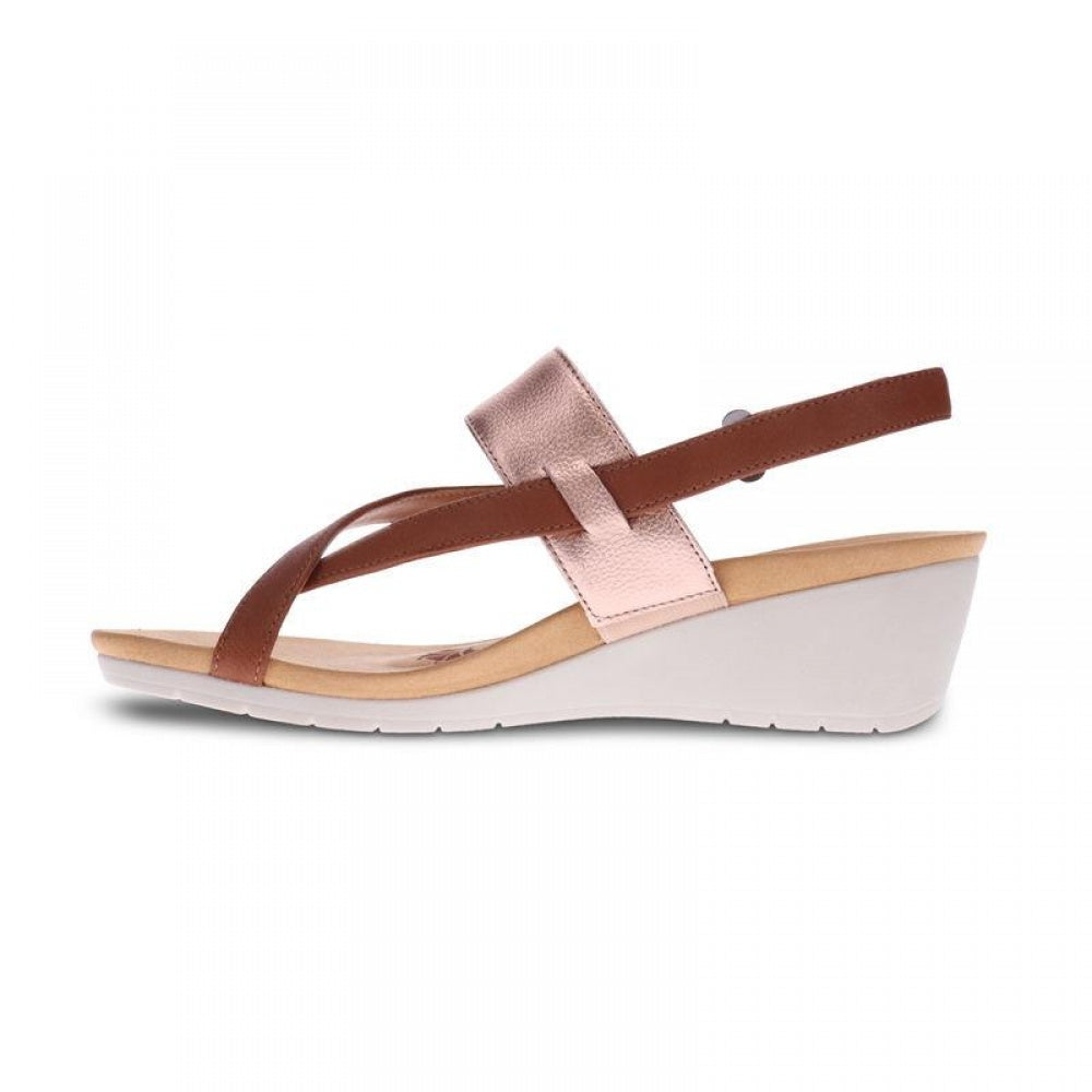 Revere Honolulu Women's Backstrap Wedge Sandal - wedge Cognac
