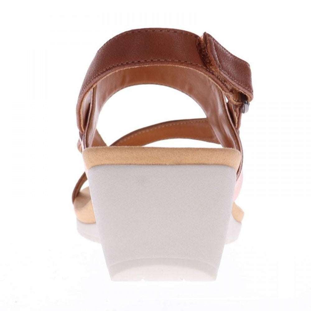 Revere Honolulu Women's Backstrap Wedge Sandal - wedge Cognac