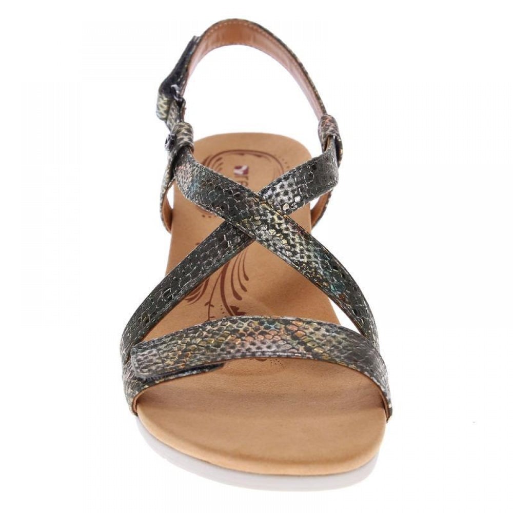 Revere Luxor Backstrap Wedge - Women's - Peacock Python - Front