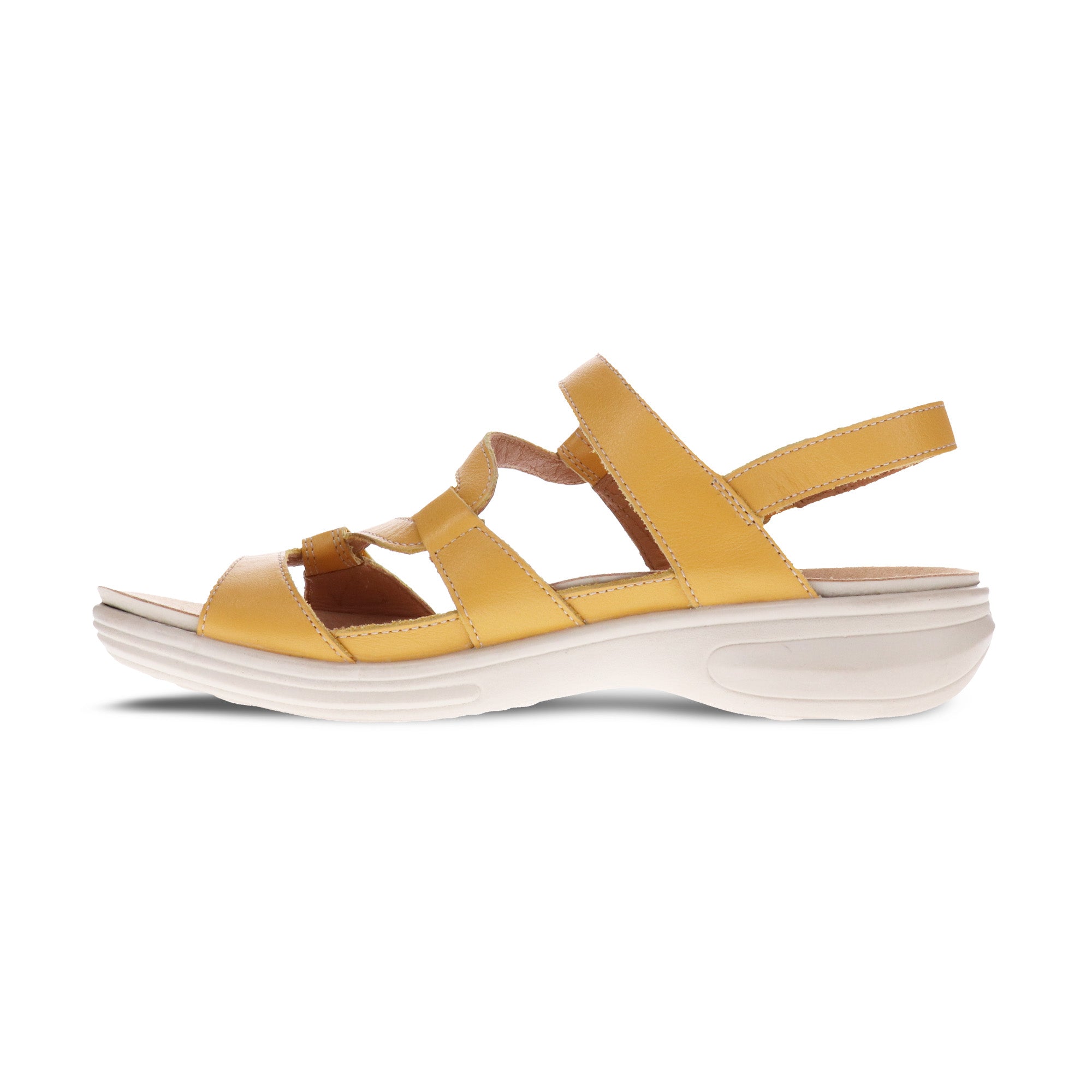 Revere Emerald 3 Strap Leather Sandals New Arrivals - Women's - Mustard - Side 2