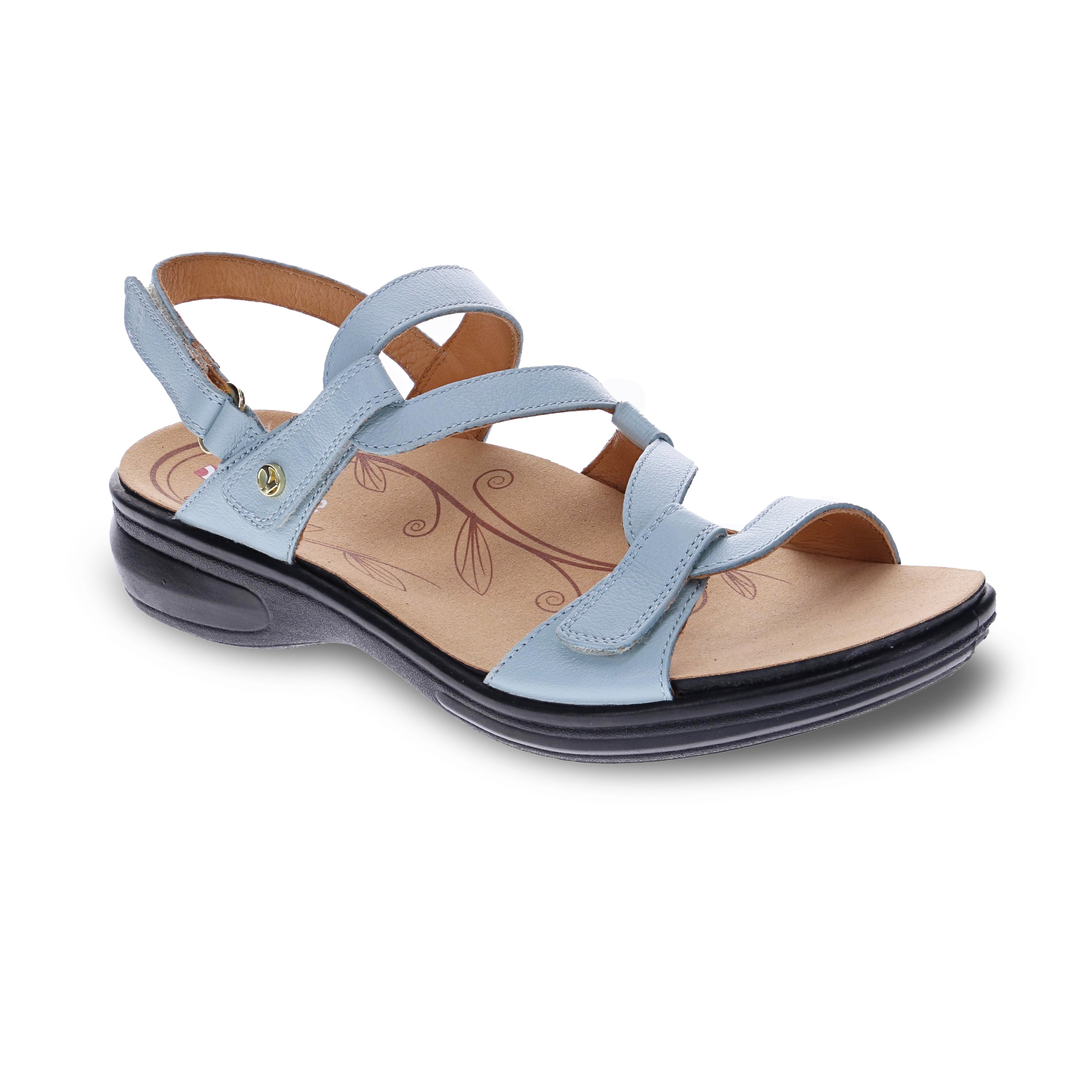 Revere Emerald 3 Strap Leather Sandals New Arrivals - Women's - Seafoam - Angle