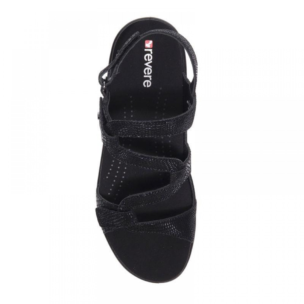 Revere Miami Back Strap Sandal - Women's - Black Lizard - Overhead