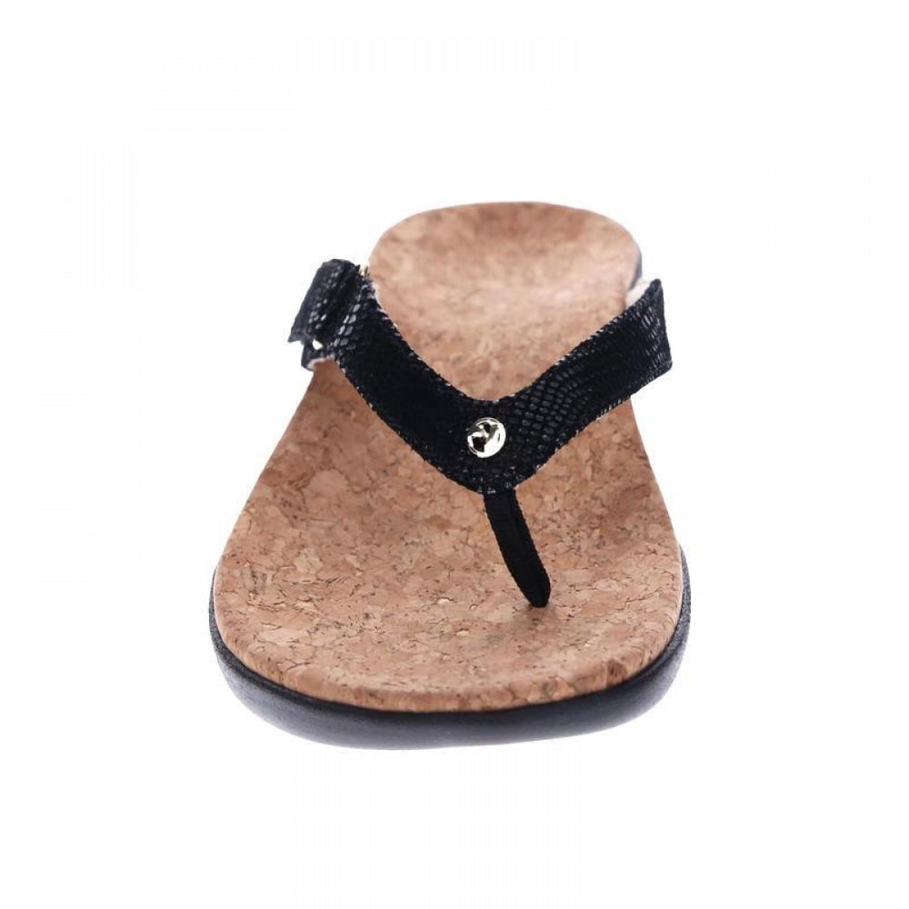 Revere Napoli Flip Flop - Women's - Black Lizard - Front