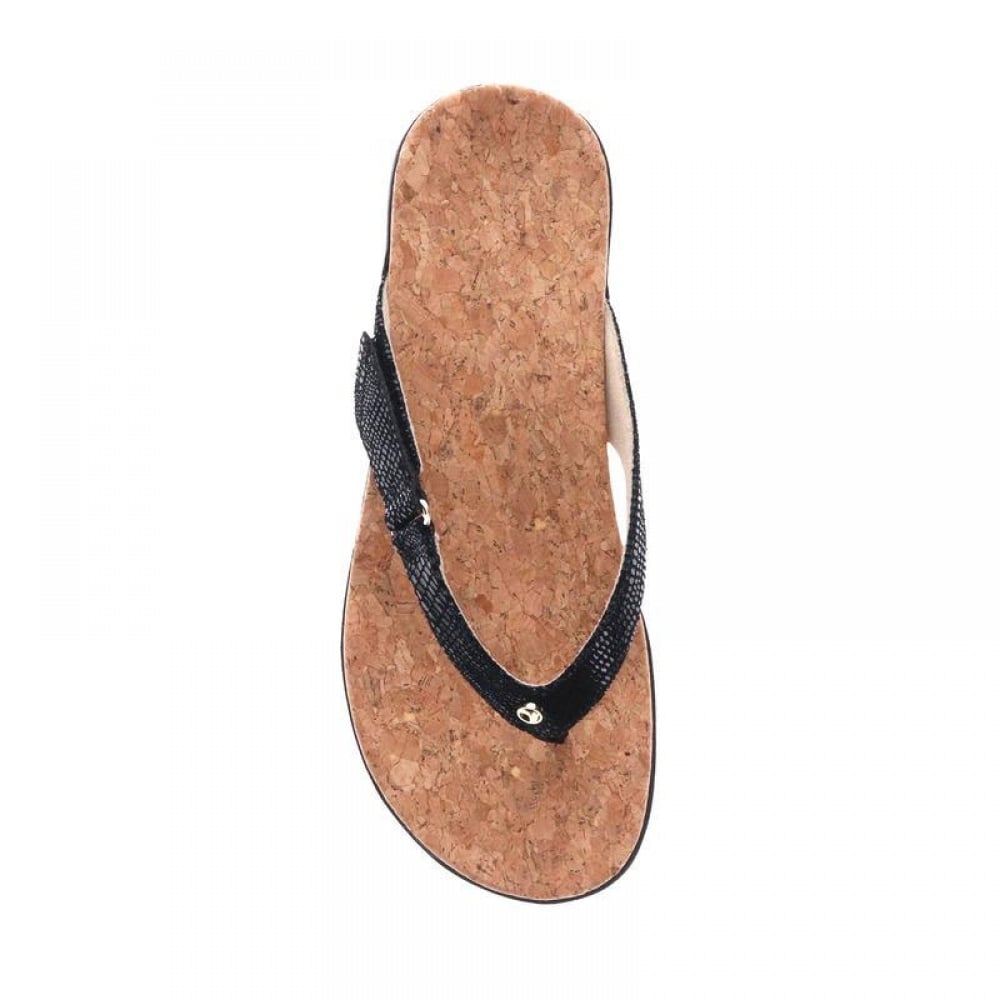 Revere Napoli Flip Flop - Women's - Black Lizard - Overhead