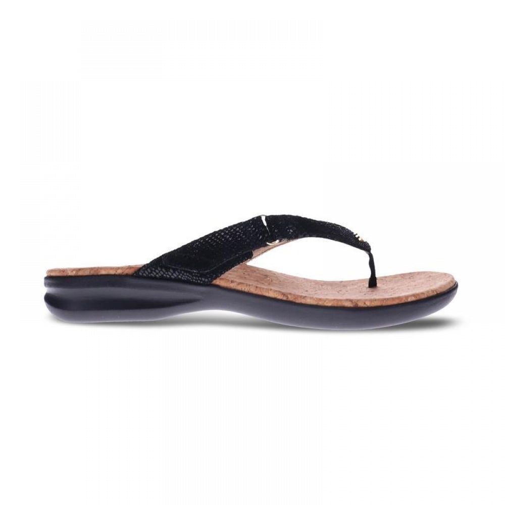 Revere Napoli Flip Flop - Women's - Black Lizard - Side