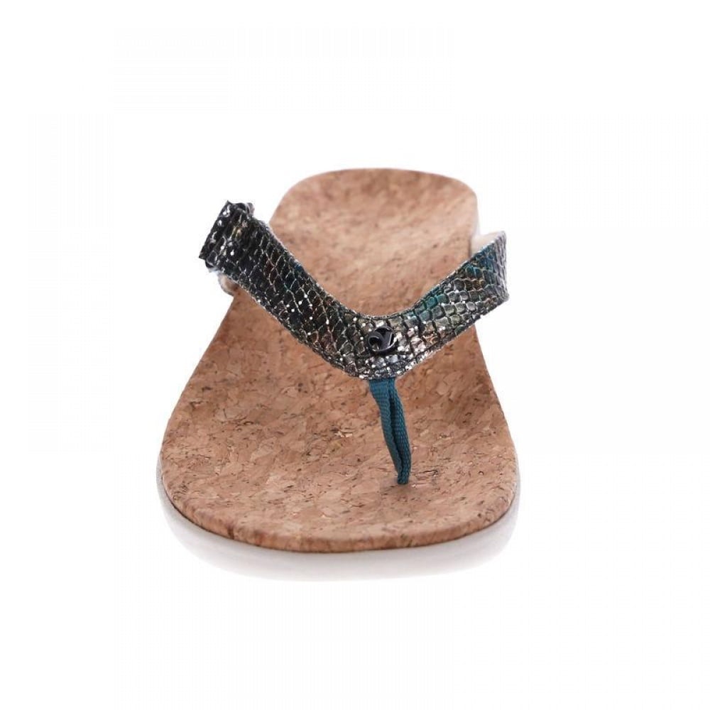Revere Napoli Flip Flop - Women's - Peacock Python - Front