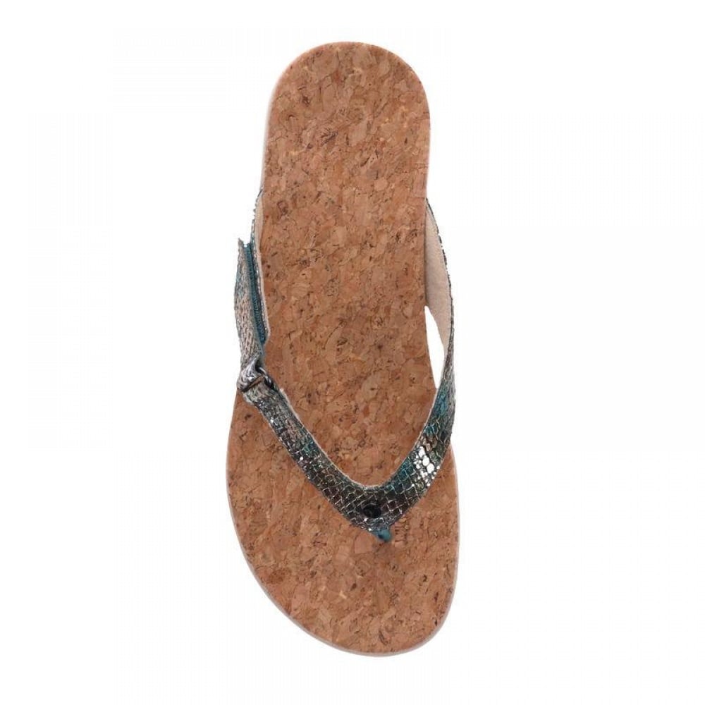 Revere Napoli Flip Flop - Women's - Peacock Python - Overhead