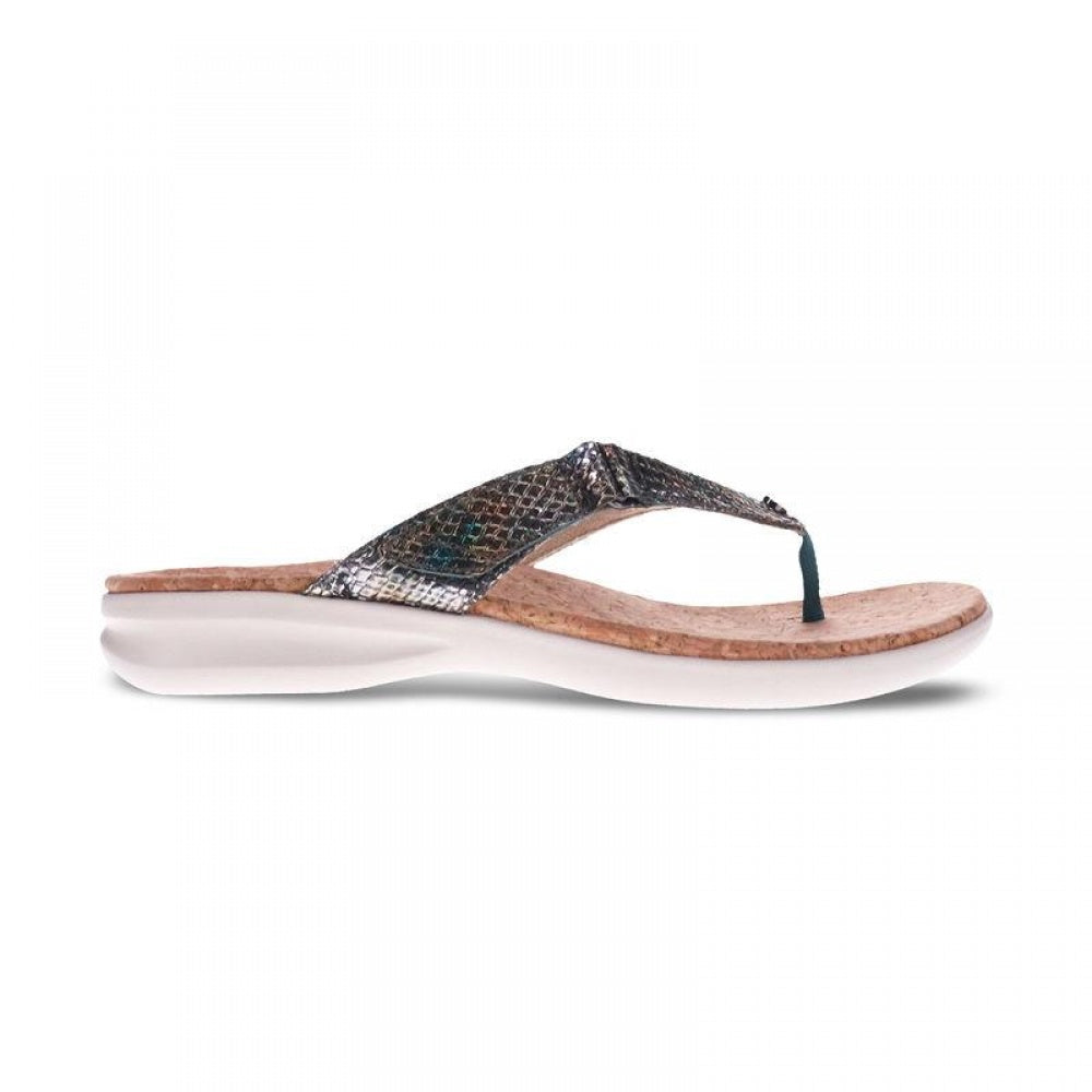 Revere Napoli Flip Flop - Women's - Peacock Python - Side