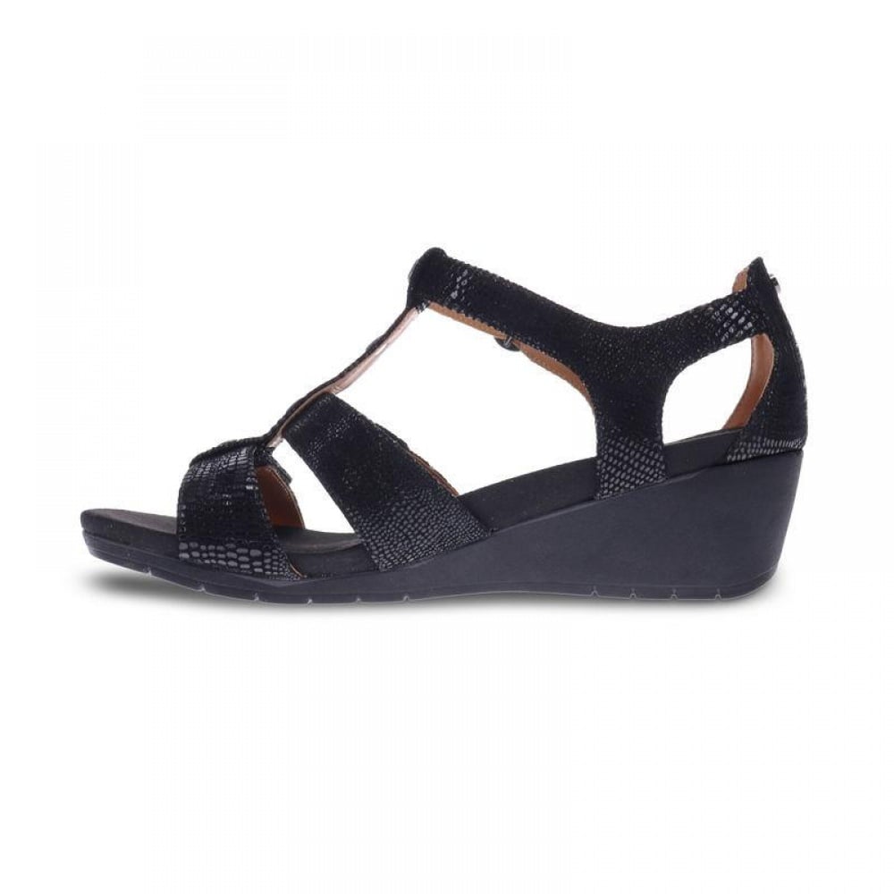 Revere Nassau Closed Heel Wedge - Women's - Black Lizard - Side 2